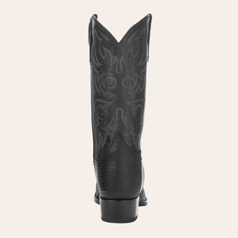 Tony Lama Men's Black Lizard R-Toe Exotic Cowboy Boots