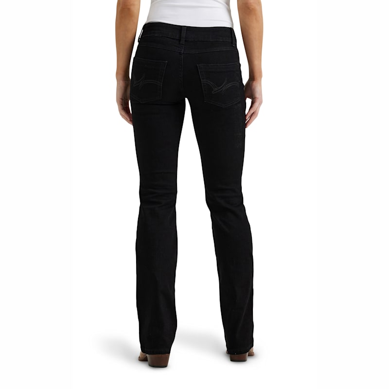 Wrangler Women's Black Mid Rise Boot Cut Jeans