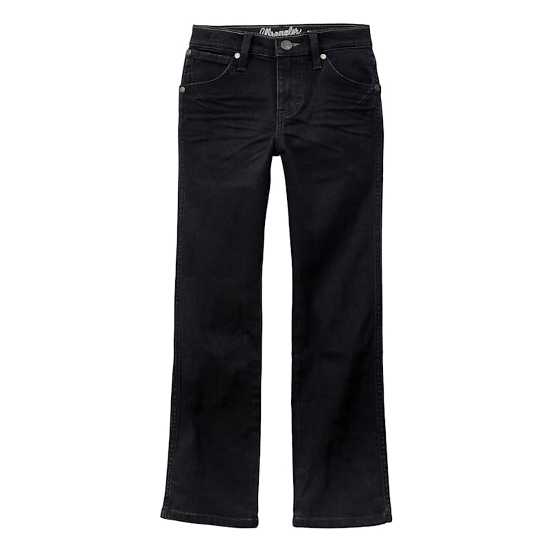 【WONDER WONDER】Vintage Black Denim Span Cropped Denim JK Western Wonders Mid Waist Denim Jeans - Blue Thunder | One