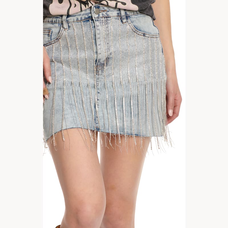 【BAON】24SS★ [BAONHAUS] Pleas ribbon denim shirring skirt SHENHE Women's Plus Size Denim Bow Skirt High Waisted A Line