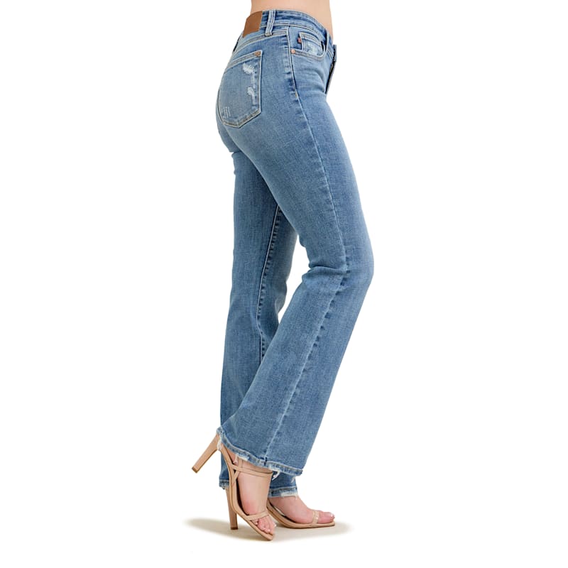 【NONCODE】Bianneu Washing Bootcut Pants No Boundaries Pull-On Bootcut Jeans, 32” Inseam, Women's and