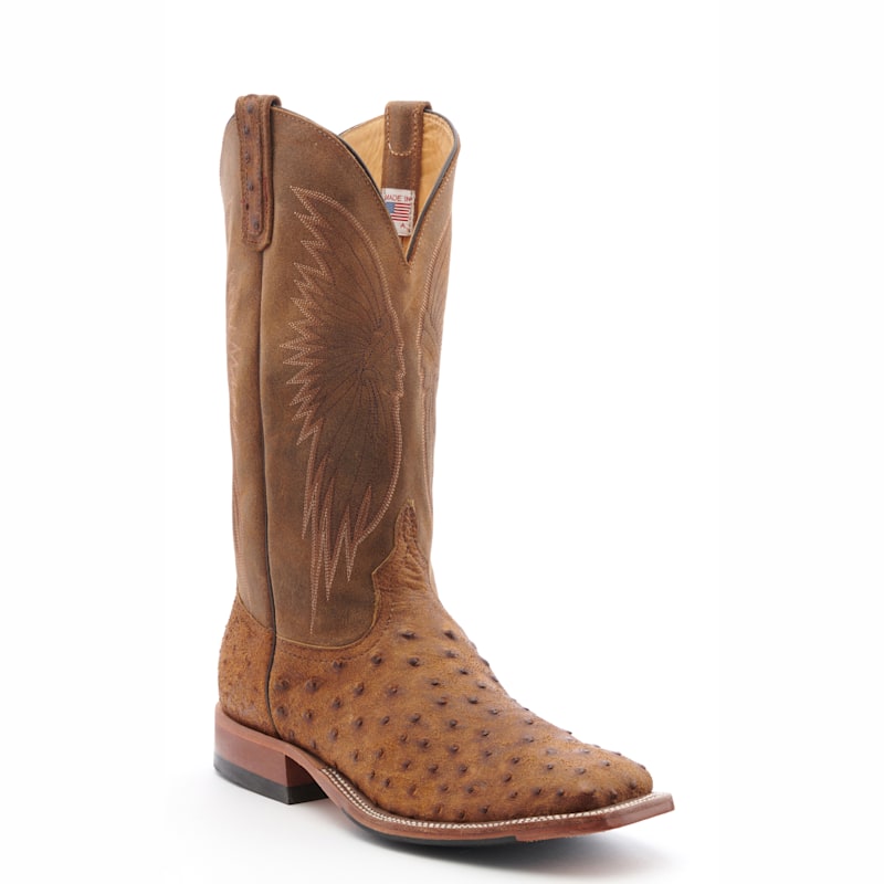 Anderson Bean Men's Tan Full Quill Ostrich with Black Hybrid