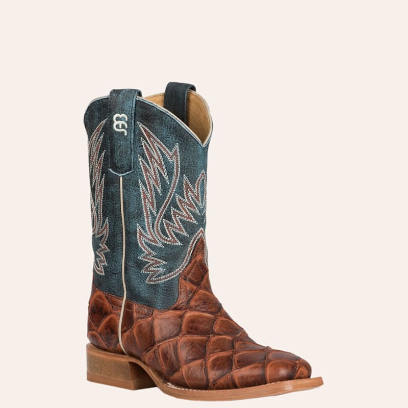 Anderson Bean Kids Horse Power Cognac Fish Print and Green