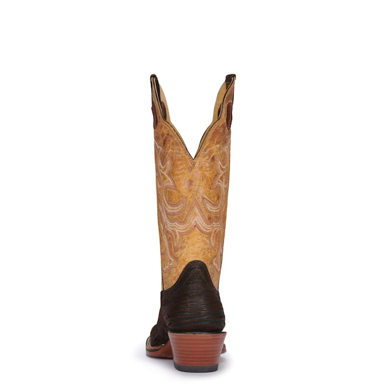 Hondo Men's Chocolate Nubuck Bullhide and Tan Wide Square
