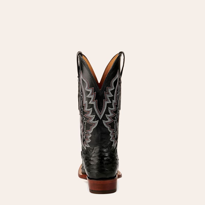 Lucchese Men's Black Full Quill Ostrich Wide Square Toe