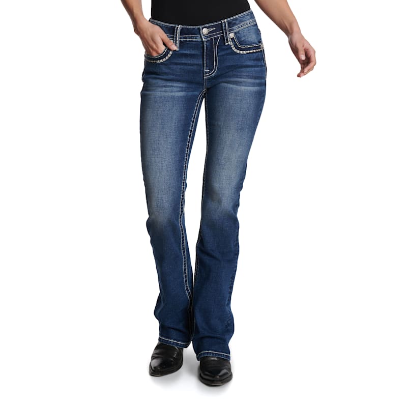 Miss Me Women's Dark Wash Heavy Stitch Boot Cut 32