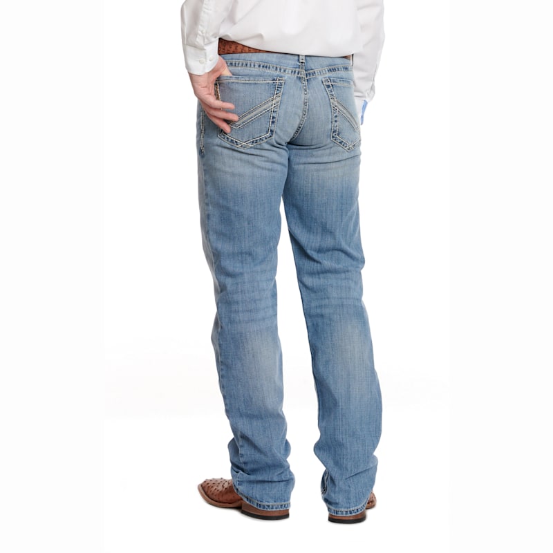 【INCHANT ME】581 Sand Brush Long Wide Denim Cinch Men's Grant Light Stone Wash Mid Rise Relaxed Fit
