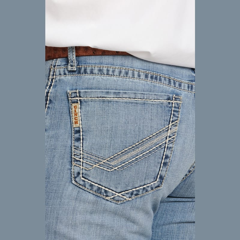 【INCHANT ME】581 Sand Brush Long Wide Denim Cinch Men's Grant Light Stone Wash Mid Rise Relaxed Fit