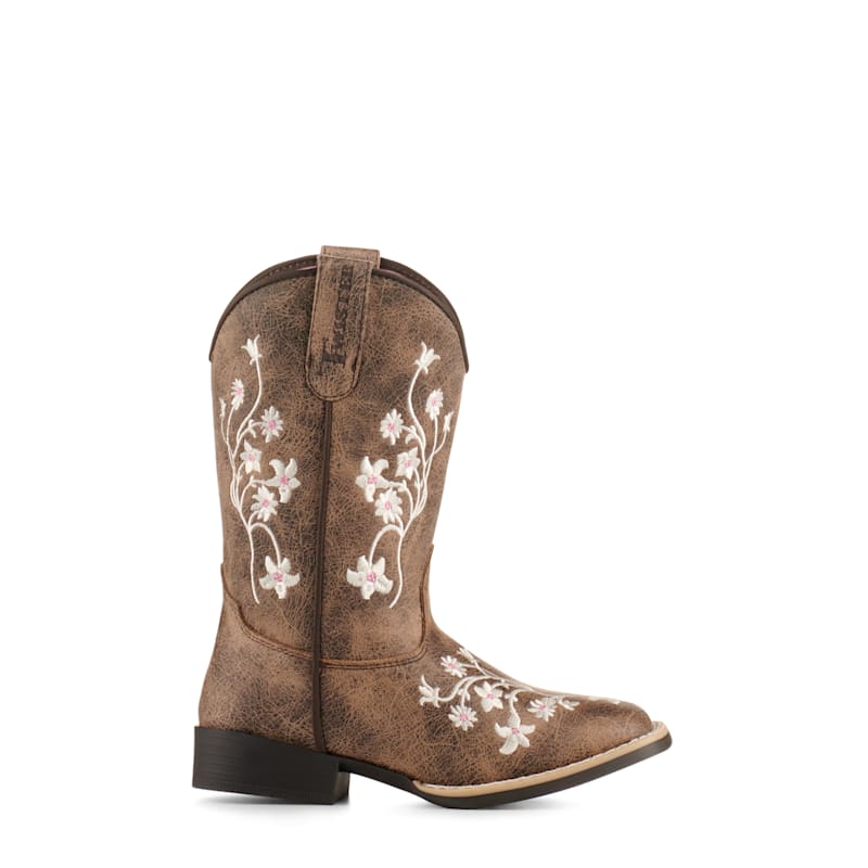 Twister Girls' Lily Brown with White Floral Embroidery