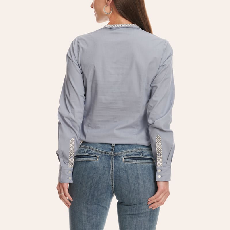 Cinch Women's Navy & White Thin Striped Western Shirt
