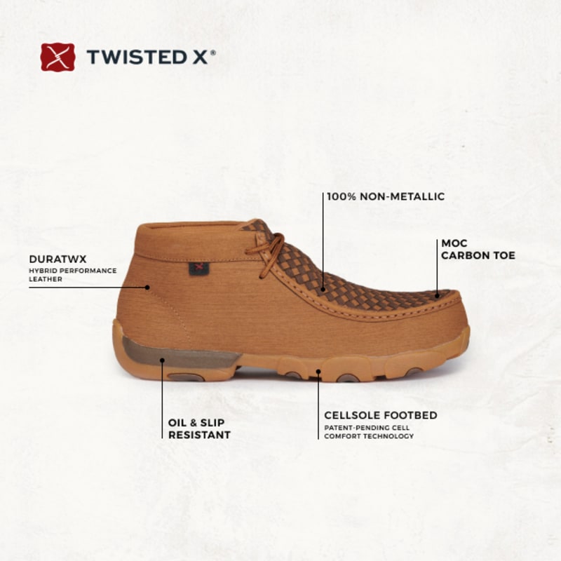 Cocoa　0603 Twisted X Men's Clay and Cocoa Brown Basket Weave Lace Up