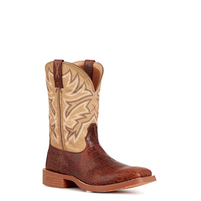 Twisted X Men's Tech X Ginger Caiman Print and Pearl Wide