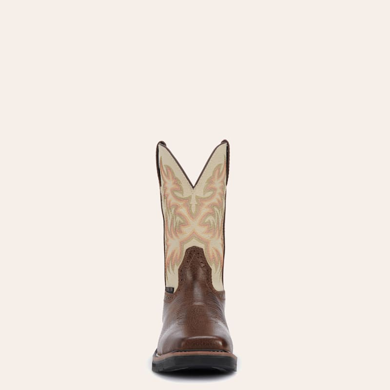 Justin Men's Stampede Driller Rich Brown and Ivory Square Steel