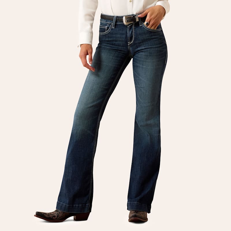 ARIAT WOMEN'S AISHA MISSOURI DARK WASH TROUSER LEG JEANS