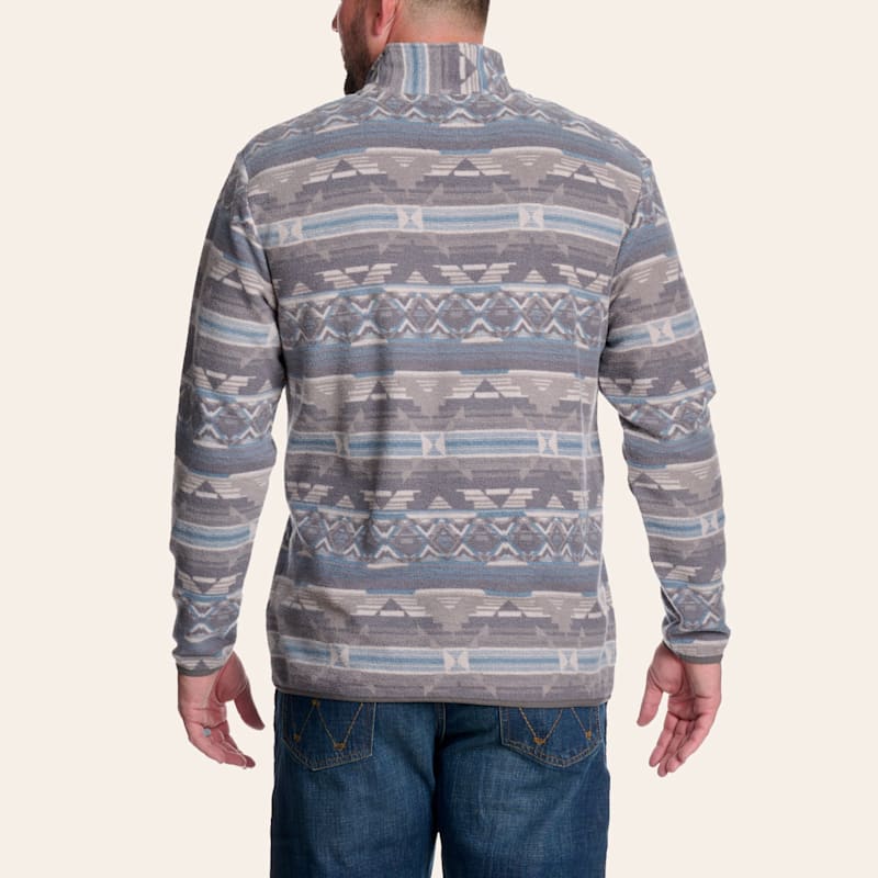 Rafter C Men's Gray Aztec Print Quarter Zip Sweater | Cavender's