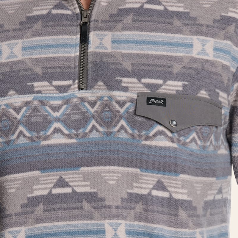 Rafter C Men's Gray Aztec Print Quarter Zip Sweater | Cavender's