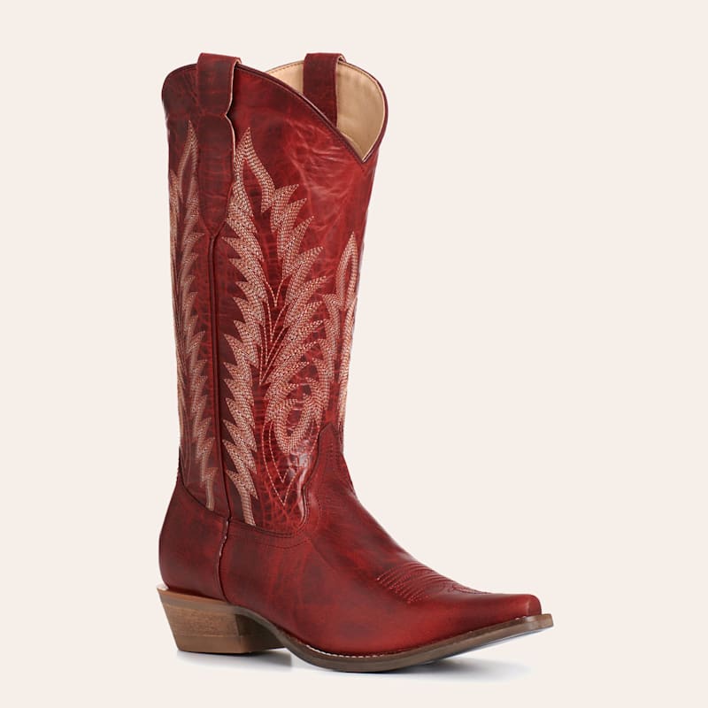 Rockin' C Women's Red Goat Leather Snip Toe Cowboy Boots | Cavender's