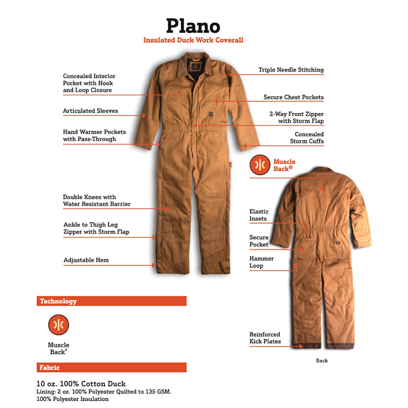 Walls Men's Plano Midnight Black Insulated Duck Work Coverall