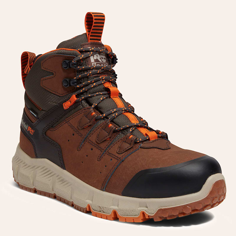 Timberland PRO ワークブーツ ブラウン Timberland PRO Men's Tempe Brown Waterproof Round Toe Work Boots